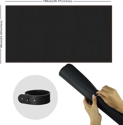 ZORESYN Large Desk Pad (39.4" x 23.6") - Waterproof PU Leather Desk Mat with Non-Slip Base, Office Desk Protector for Keyboard, Mouse, and Writing, Durable Stitched Edges (Black)