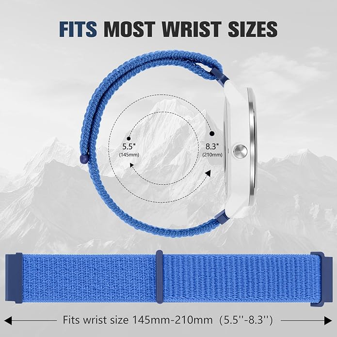 18mm 20mm 22mm Hook and Loop Watch Band Compatible with Garmin Vivoactive 5/ Vivoactive 6/ Vivoactive 3, Soft Nylon Breathable Sport Strap for Venu 2S/ Venu3S/ Forerunner 265s,Venu 3/ Venu 2 Men Women