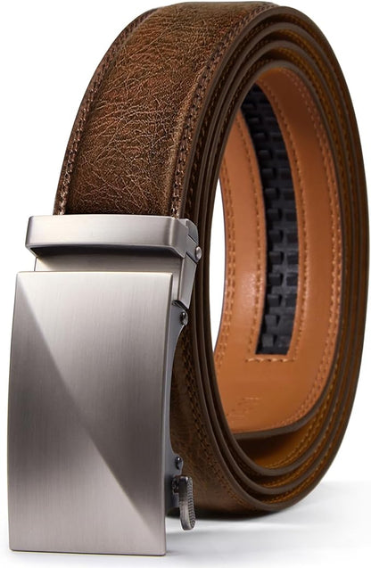 VATAN Men's Belt Leather Ratchet Belt for Men Dress Casual Every Day with Adjustable Buckle, Trim to Fit