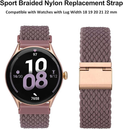 WOCCI 18mm Braided Nylon Watch Band for Men and Women, Quick Release, Rosegold Stainless Steel Buckle (Woodrose)