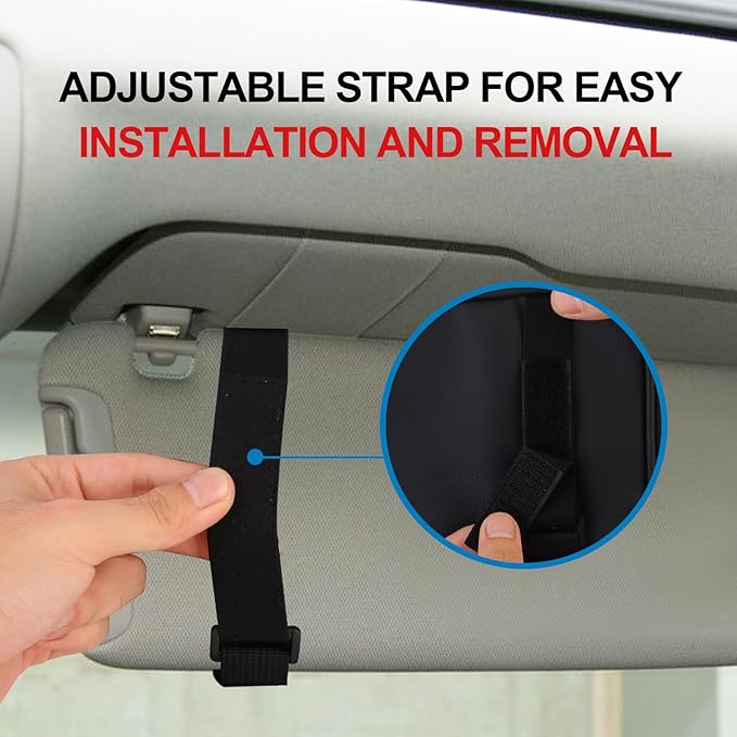 Car Visor Organizer CD Holder, Faux Leather Multi-Pocket Organizer Storage for Car/SUV/Truck with 13 CD Storage Sleeves, Sunglass Clip, Card Holder, CD Case Holder, Visor Accessories