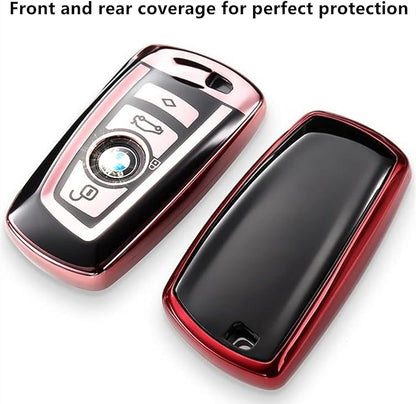 Creativity Suitable For BMW key fob cover. Advanced soft TPU key box is compatible with X1 X3 X4 X5 X6 1 2 4 5 6 7 M3 M5 M6 GT3 GT5 G30 F10 F15 F16 F20 key (Type A Silver Key Case + key chain set)