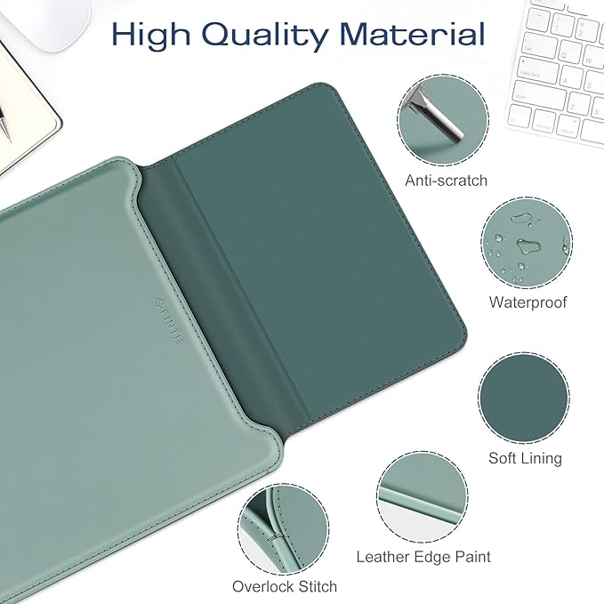 Fintie Sleeve Case for MacBook Air 13.6 A3449 A3240 A3113 A2681, Pro 14 A3427 A3426 A3434 A3401 A3185 A3112 A2992 A2918 A2779 A2442, MacBook Pro/Air/Neo 13 - Slim Bag Cover with Stand, Green