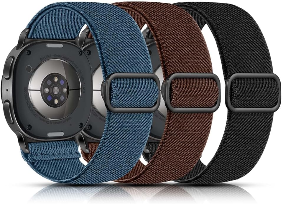 Lerobo Elastic Bands Compatible with Samsung Galaxy Watch 8 7 6 5 4 40mm 44mm/Galaxy Watch 8 Classic 6 4 Classic 43mm 47mm 42mm 46mm/5 Pro Band 45mm/Active 2,3 Pack 20mm Adjustable Nylon Sport Band