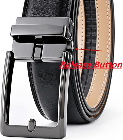 Lingli Men's Belt,Ratchet Dress Belt with Automatic Buckle Brown/Black-Trim to Fit-35mm wide