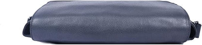 16" Crossbody Bag Leather Laptop Messenger Bag For Men with trolley sleeve for school office (Royal Blue)
