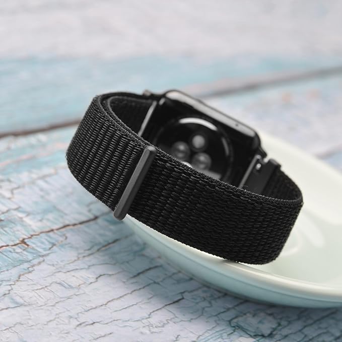 WOCCI 19mm Adjustable Nylon Watch Band, Quick Release Sport Loop Strap (Black)