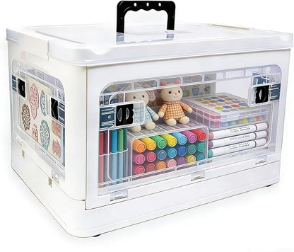24QT Craft Storage Box with Removable Trays - Art Supply Organizer & Marker Organizer, Multi-Purpose Storage Bins with Lids for Playroom Storage, Board Game Storage & Craft Organizers and Storage
