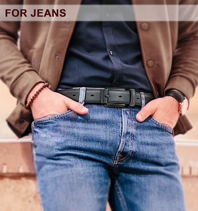 KEMISANT Men Belt-Genuine Leather Belt for Men Dress Casual Golf Jeans 1 3/8"