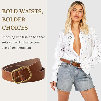 MJNUONE Leopard Print Belt for Women Leather Waist Belts Classic Needle Buckle Animal Printed forJeans dress Party Outfits