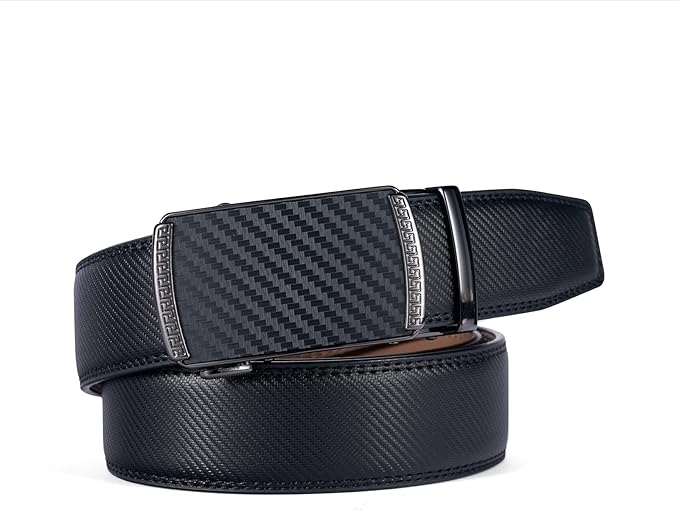 28"-68" Men's Leather Ratchet Dress Belt Big And Tall With Automatic Buckle