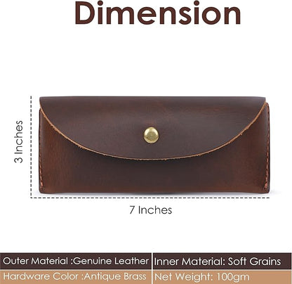 Leather Sunglasses Case Genuine Eyeglass Holder Reading Glasses Protector Vintage Eyewear Storage for Men and Women