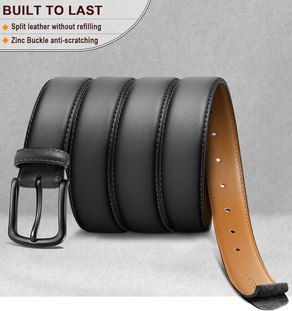 BULLIANT Men Belt-Leather Belt 7 Holes Comfortable for Men Dress Casual Jeans 1 3/8"