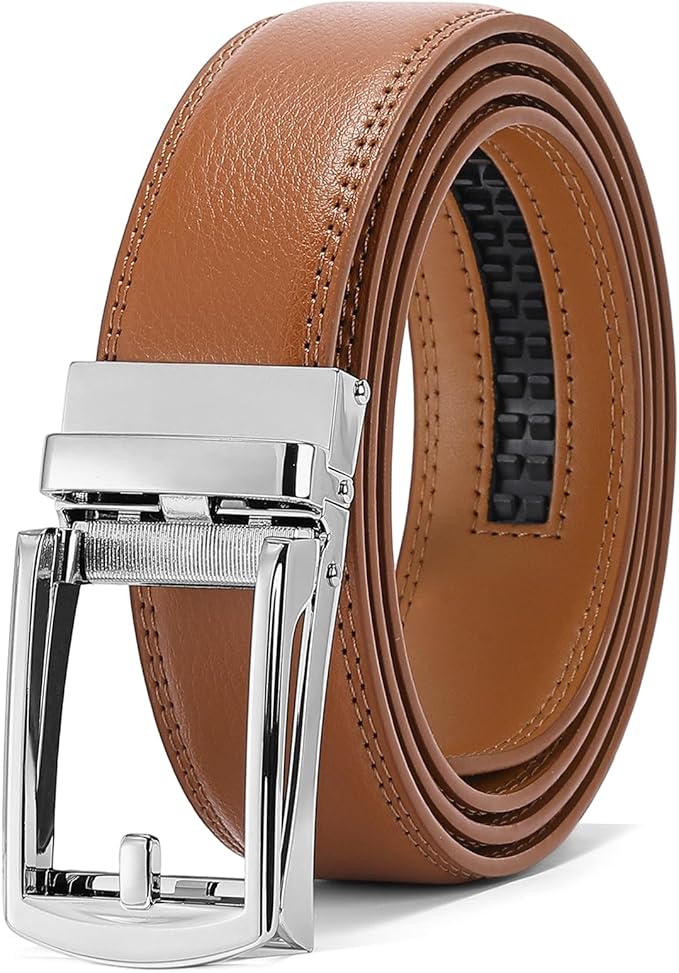 SENDEFN Men's Leather Dress Casual Belt 1 3/8" Automatic Adjustable Click Buckle Belts with Gift Box
