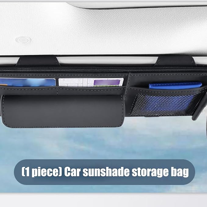Car Sunvisor Organizers Feature Build in Sunglasses Holder and Card Slots for Document Storage Leather Materials Easy in