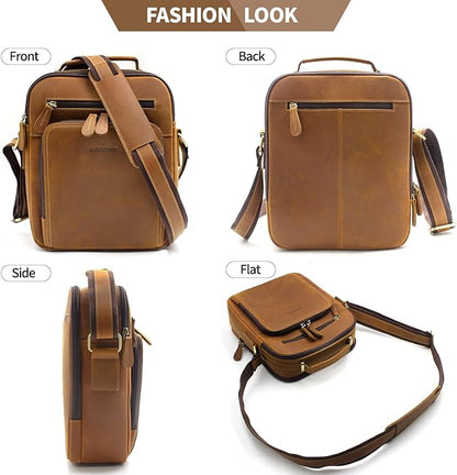 Jack&Chris Leather Messenger Bag for Men, Man Purse Crossbody Bags for Work Business