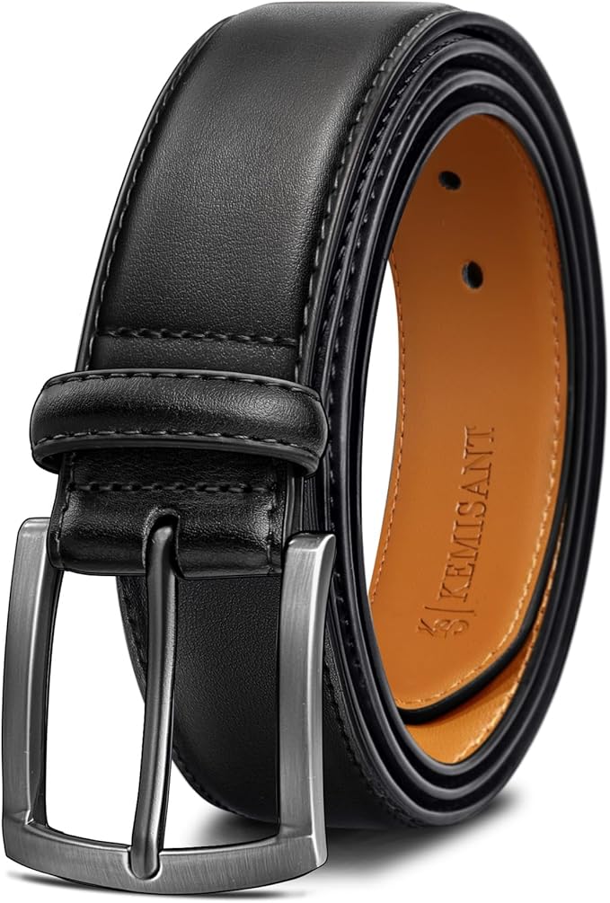KEMISANT Men Belt-Genuine Leather Belt for Men Dress Casual Golf Jeans 1 3/8"