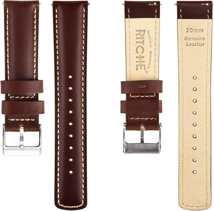 Ritche Christmas Gift Quick Release Leather Watch Bands Genuine Watch Straps for Men Women Top Grain Leather Watch Strap, White Elephant Gifts, Stocking Stuffers for Men, Father's Day gifts