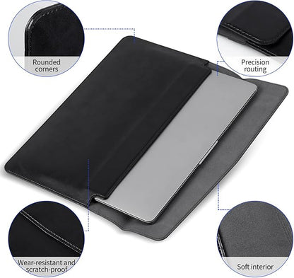 16 Inch Leather Laptop Sleeve Compatible with MacBook Pro 16 Inch M5 M4 M3 M2 M1 Pro/Max＆MacBook Air 15 Inch M5 M4 M3 M2, Genuine Leather Protective Case Cover,Vintage Black
