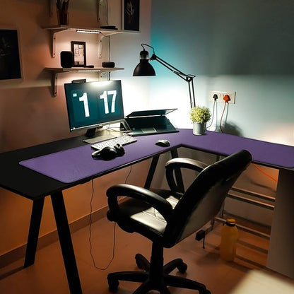 Mydours L-Shape Desk Pad, 54" L x 54" L x 16" W Mega PU Leather Corner Computer Keyboard Desk Mat Blotter, XXL Large Gaming Mouse Pad for Home and Office Desktop (Purple)