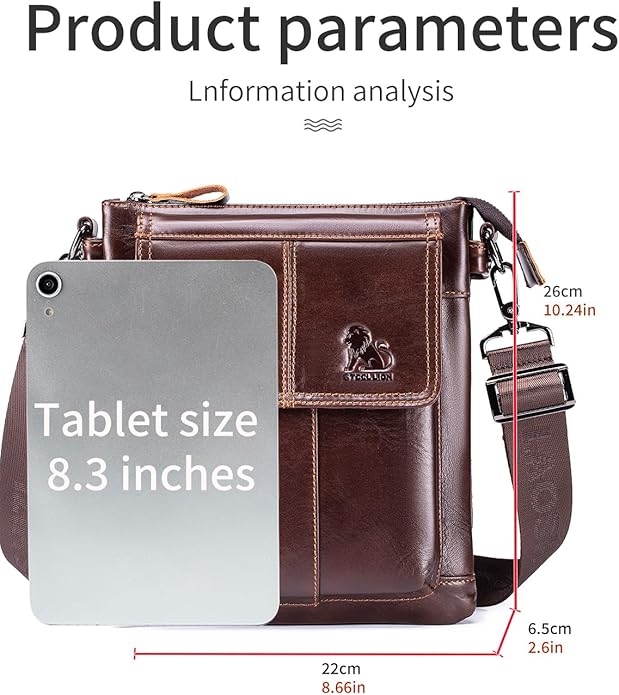 Men's Genuine Leather Crossbody Bag - Spacious & Functional & Durable Daily Use