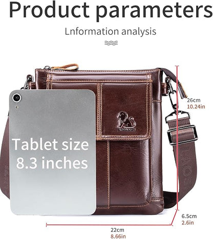 Men's Genuine Leather Crossbody Bag - Spacious & Functional & Durable Daily Use