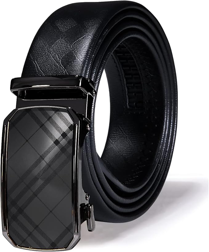 Dubulle Designer Mens Belts, Sliding Automatic Buckle Ratchet Dress Belt TOP Genuine Leather Strap Gifts