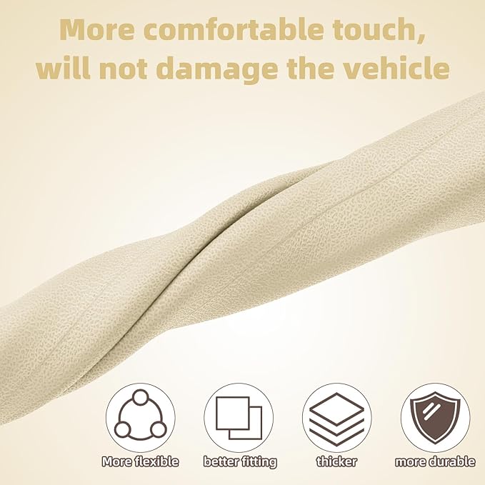 Penitue 2pcs Car Seat Gap Filler, No Drop Guard Universal Gap Organizer Between Seat and Console Prevents Phone Keys Cards Falling (Beige)