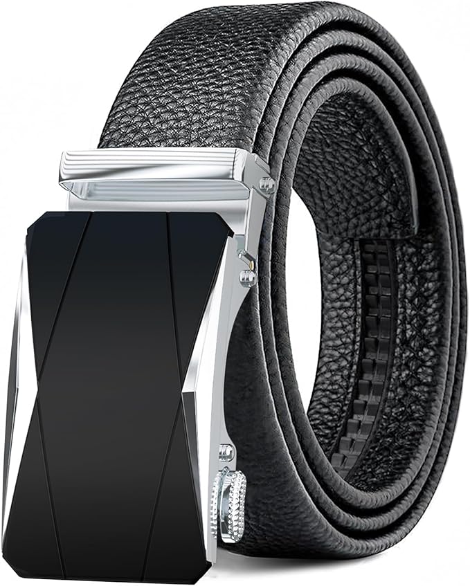 Men's Belt,Leather Ratchet Dress Belts with Sliding Adjustable Belts Dress Casual Jeans Comfort Trim to Fit
