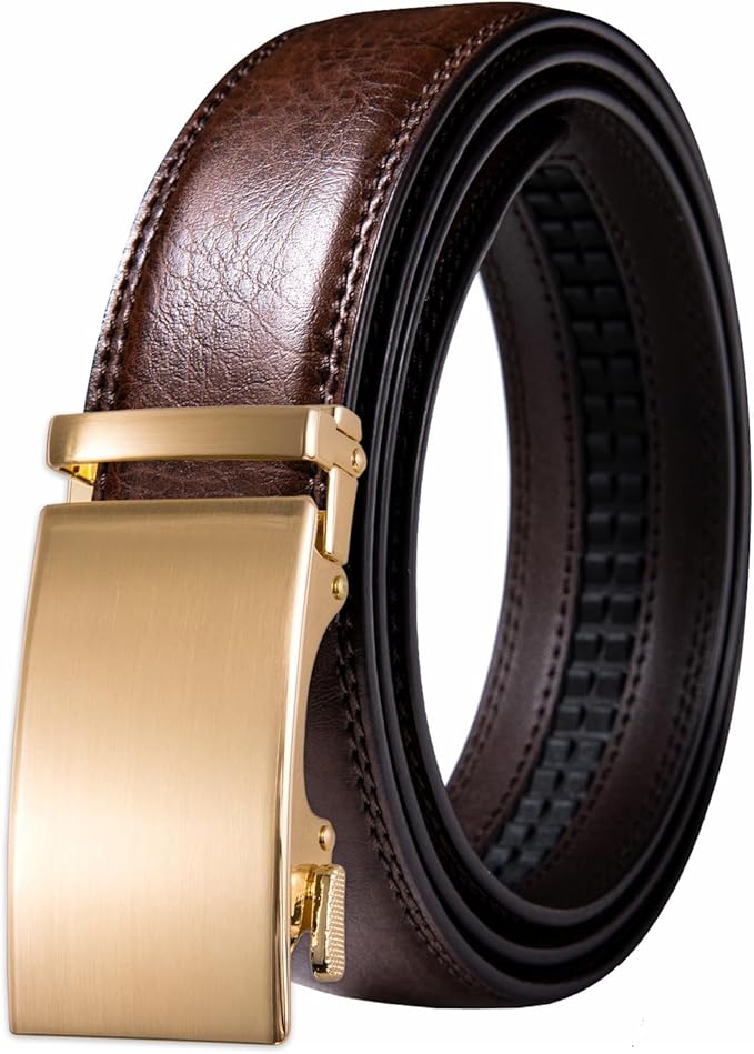 Dubulle Designer Mens Belts, Sliding Automatic Buckle Ratchet Dress Belt TOP Genuine Leather Strap Gifts