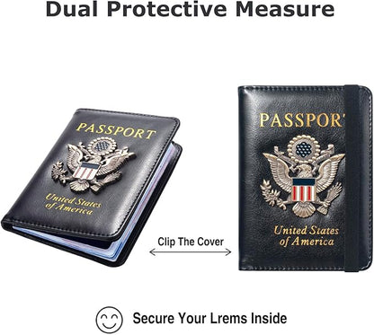 Premium Passport Holder for Travel, RFID Blocking Passport Cover Slim, Durable & Travel-Friendly, Passport Wallet Keep Your Documents Safe & Organized (Black)