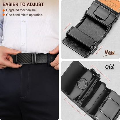 KEMISANT Belt Men, Sliding Ratchet Belt Genuine Leather For Gift Mens Dress Pants Oxfords,Size Adjustable