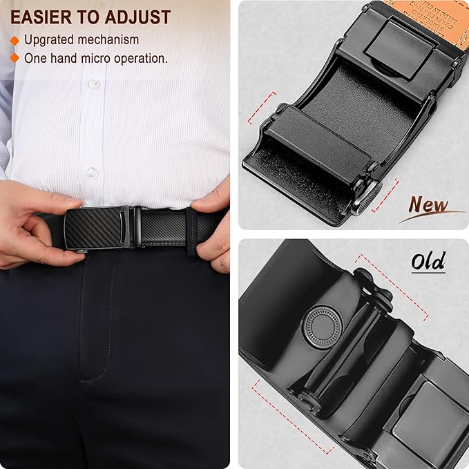 KEMISANT Belt Men, Sliding Ratchet Belt Genuine Leather For Gift Mens Dress Pants Oxfords,Size Adjustable