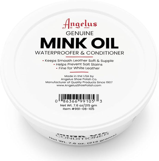 Angelus Mink Oil for Leather Boots 7.6oz | All-Natural Leather Conditioner, Cleaner, Waterproof, Soften, & Restore - Made in USA