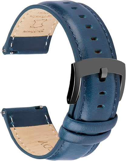 OTTOODY Leather Watch Bands Quick Release, Elegant Top Grain Leather Watch Straps for Men & Women, Choice of Color & Width - 18mm, 19mm, 20mm, 21mm or 22mm Wristbands Bracelet for Watch & Smartwatch