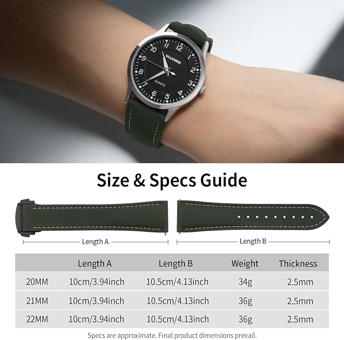 ULLCHRO Watch Strap Watch Band 20mm 22mm Man Waterproof Quick Release Bands Sport Replacement Strap Soft FKM Rubber Watchband