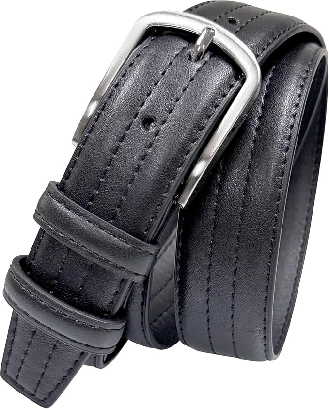 Men's Vegan Faux Leather Belt Classic Work Business Dress Belt 1-3/8"(35mm) wide
