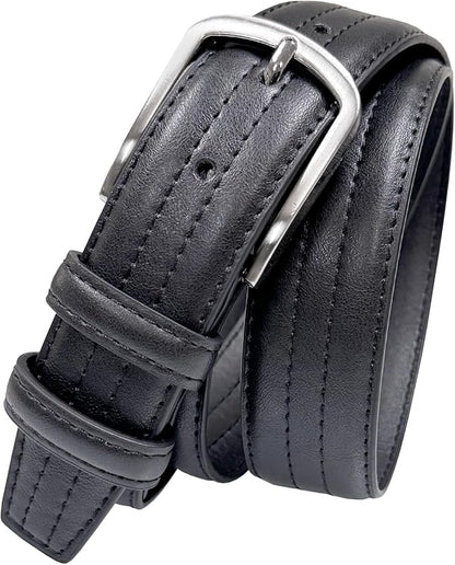 Men's Vegan Faux Leather Belt Classic Work Business Dress Belt 1-3/8"(35mm) wide