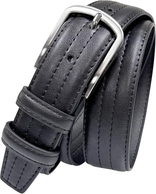 Men's Vegan Faux Leather Belt Classic Work Business Dress Belt 1-3/8"(35mm) wide