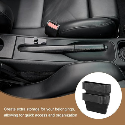 HARFINGTON 2pcs Car Seat Gap Filler Organizer 10.2 x 6.5 x 2.8 Inch PP Universal Car Organizer Storage Box Between Seat and Console (Left+Right) with Cup Holders for Phone Keys, Black
