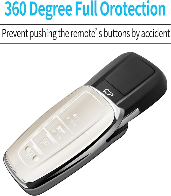 Tukellen for Toyota Key Fob Cover with Keychain,Special Soft TPU Key Case Protector for 2019-2025 RAV4 2020-2022 Highlander Corolla Prius,2018-2024 Camry Avalon C-HR GT86-White