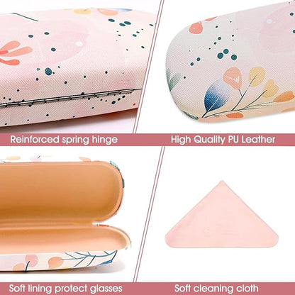PERFECTSIGHT Hard Shell Eyeglasses Case, PU Leather Protective Glasses Case, Cute Eyeglass Case for Women Men Girls