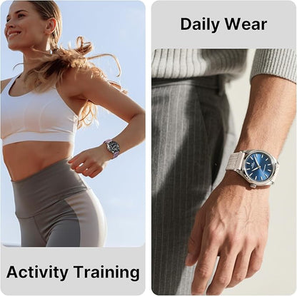 Fullmosa Magnetic Braided Watch Bands - 18mm 20mm 22mm Quick Release Watch Strap, Stretchy Nylon Solo Loop Compatible with Garmin Samsung Galaxy Amazfit for Men Women(22mm, Starlight+Purple)