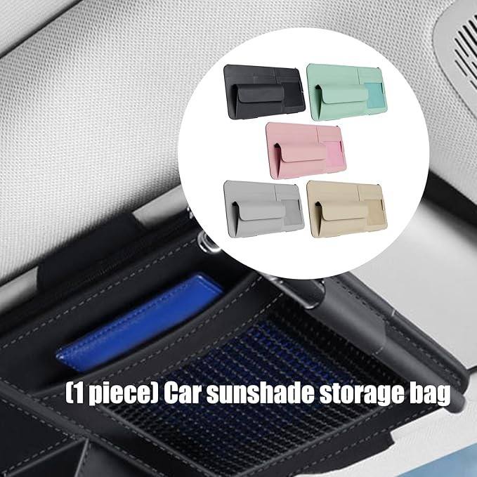 Car Sunvisor Organizers Feature Build in Sunglasses Holder and Card Slots for Document Storage Leather Materials Easy in