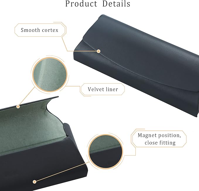 LifeArt Eyeglass Case Hard Shell, Portable Sunglass Case for Women and Men, fashionable PU Leather Eyeglass Case, Lightweight