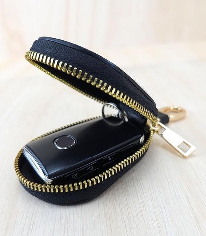 Universal Genuine Leather Car Key Fob Case – Premium Smart Key Holder for Remote Key Fobs