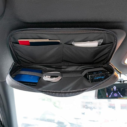 EXCELLENT ELITE SPANKER Car Sun Visor Organizer Auto Interior Accessories Visor Storage Pouch Holder for Car, SUV, Truck with Multi-Pocket(Grey)