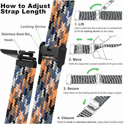 WOCCI 18mm Braided Nylon Watch Band for Men and Women, Quick Release, Black Stainless Steel Buckle (Camo)