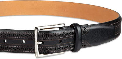 Cole Haan Men's Black Leather Dress Belt - Classic Style With Polished Buckle for Work Or Formal Wear
