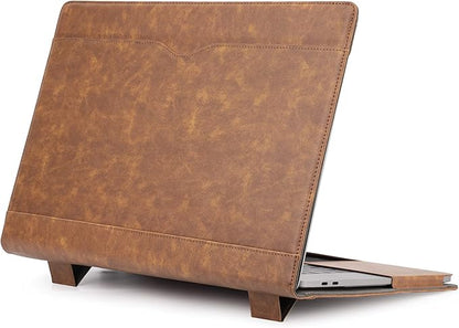 TYTX Laptop Case for MacBook Pro 16 Inch Leather Case 2021-2026 M5 A3428 A3429 M4 A3403 A3186 M3 A2991 M2 A2780 M1 A2485 Protective Folio Book Cover with Vents and Stand Function, Brown